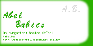 abel babics business card